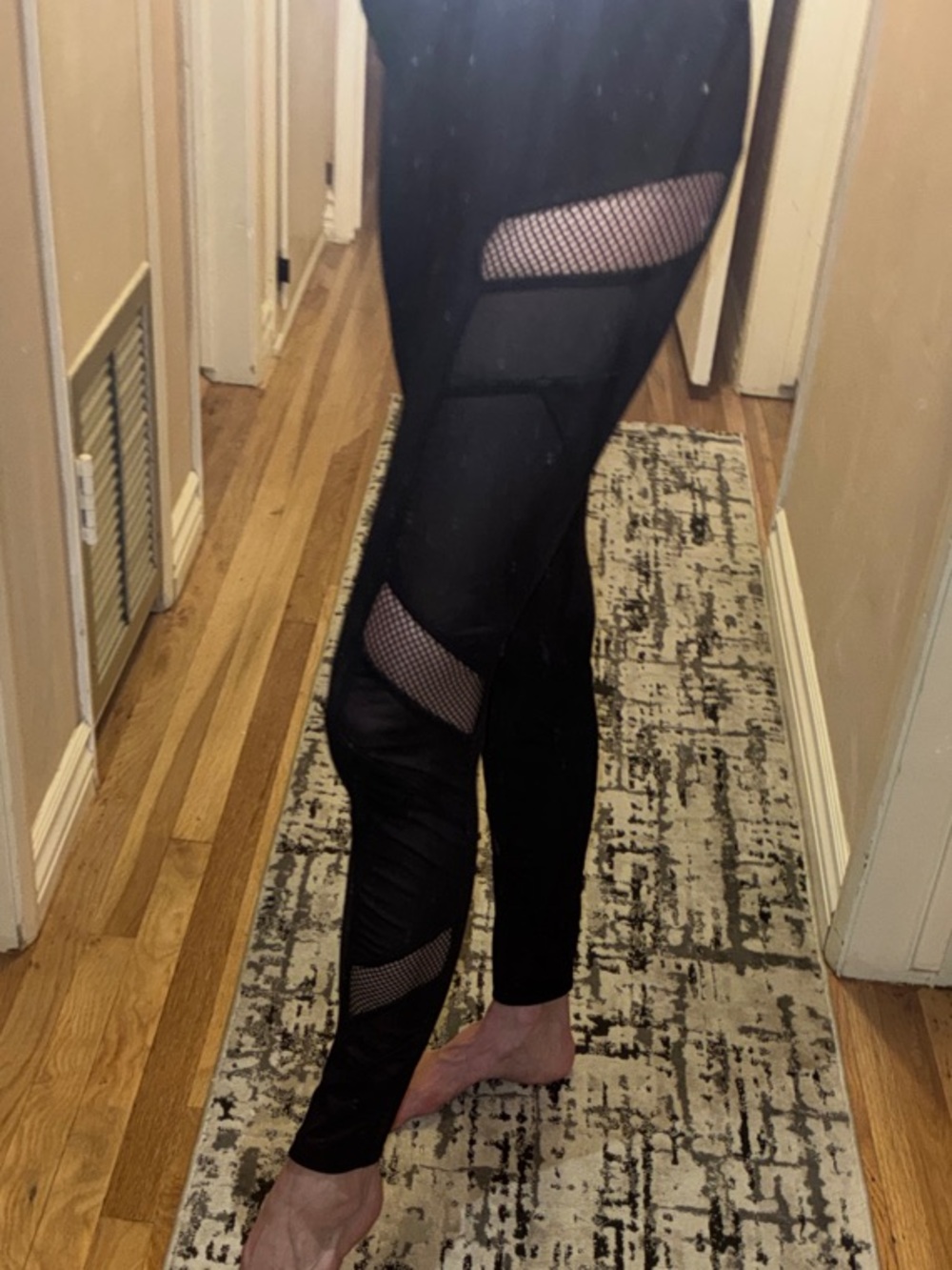 Black Mesh Insert Leggings